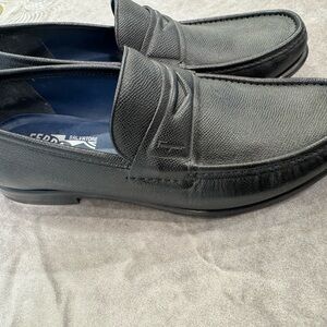 Salvatore Ferragamo Dark Leather Slip-Ons